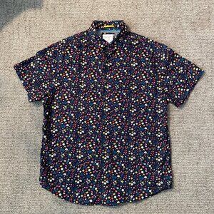 Denim & Flower Short-Sleeve Shirt LARGE - Small Multi-Colored Flowers